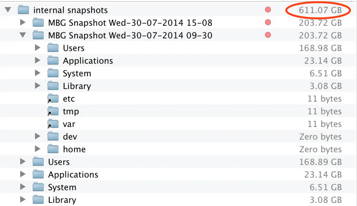 Incremental snapshot hierarchy