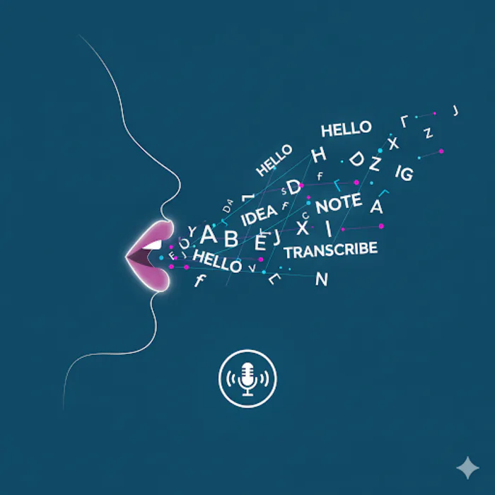 An illustration of spoken words becoming written text